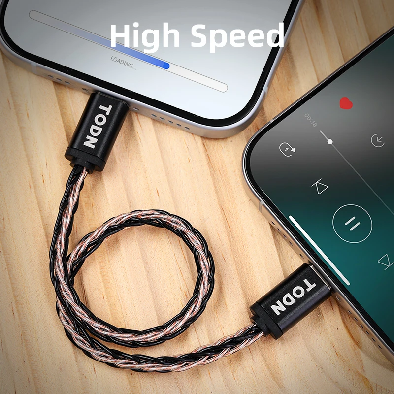 TODN OTG 하이파이 USB 케이블, C 타입 OFC 실버 도금, 휴대용 DAC 헤드폰 앰프