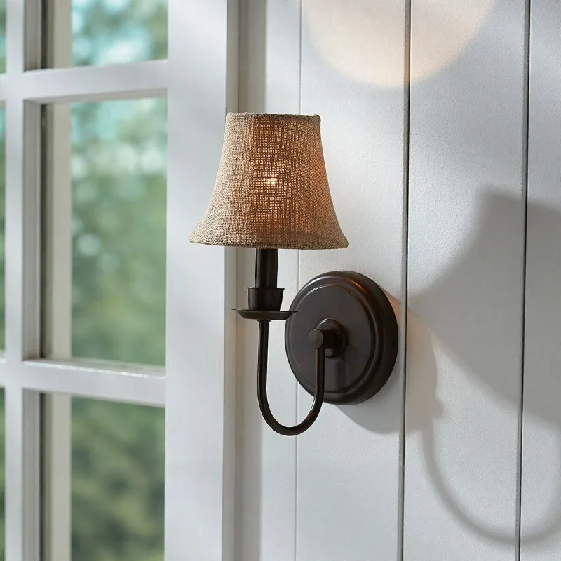 

American Linen Wall Lamps Bedroom Headboard Study Balcony Corridor Retro Decorative Sconces Metal Indoor Home Lighting Fixtures