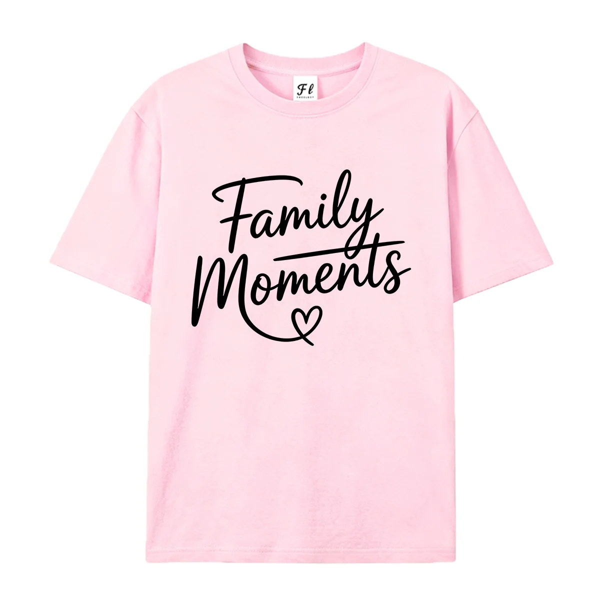Women Men Family Moments Handwritten Script Graphic T Shirt Summer  Short Sleeve Cotton Tee Sweet Heart Letter Print Fashion Top