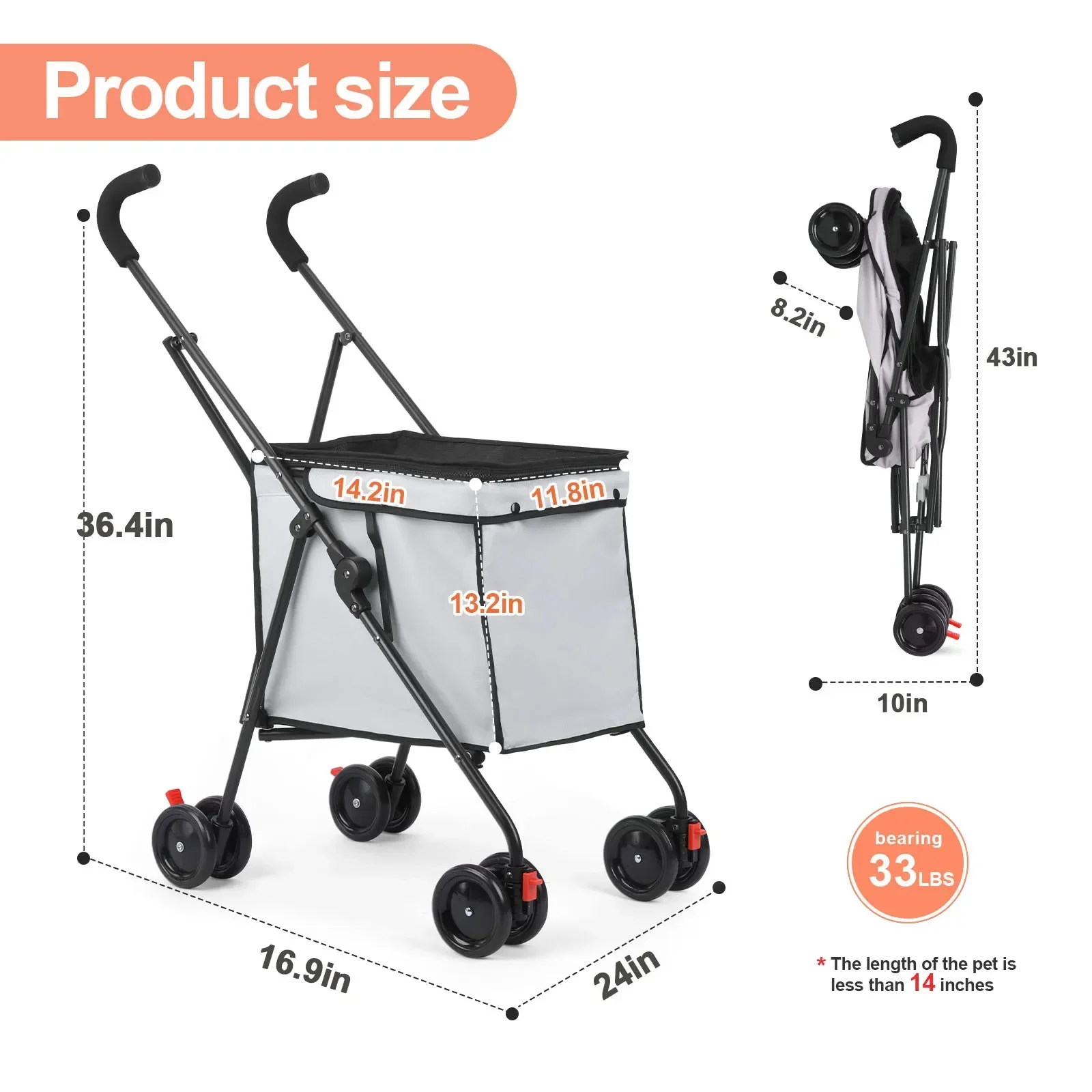 Pet cart dog teddy go out small and medium portable multi-function folding simple travel outdoor shopping cart