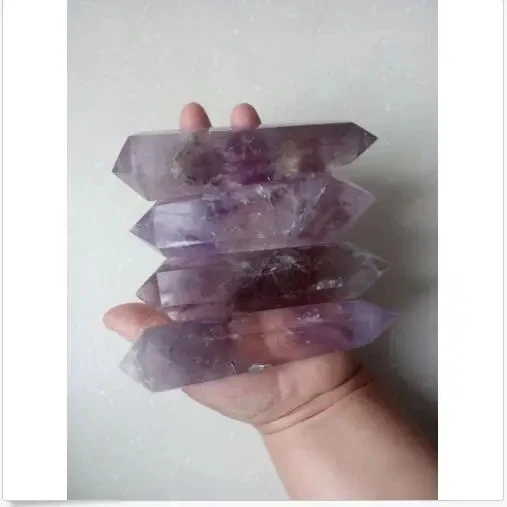 

Радуга!!! 4 шт. НАТУРАЛЬНЫЙ фиолетовый АМЕТИСТ КВАРЦ КРИСТАЛЛ DT WAND POINT Исцеление 550G