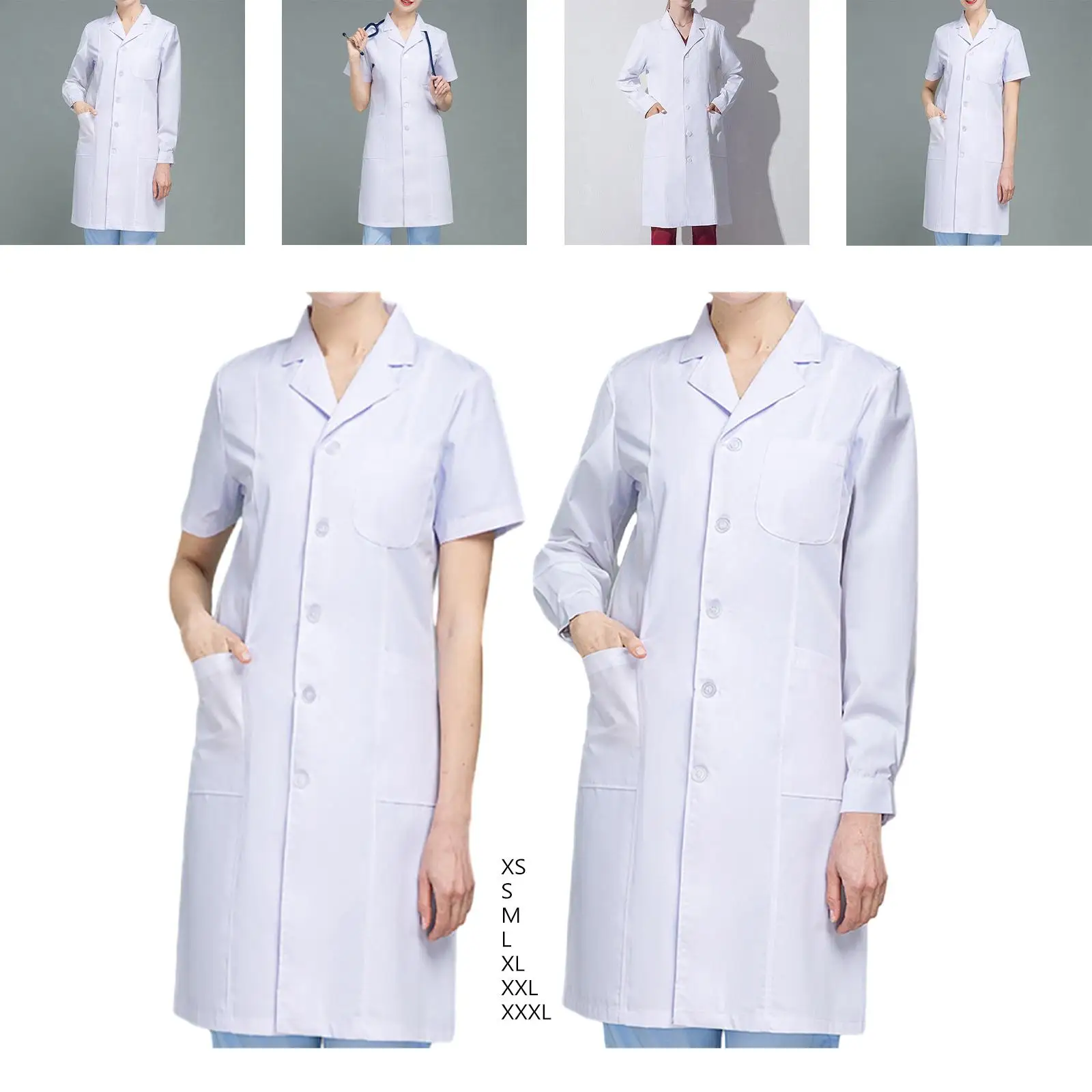 Lab Coat Uniform Soft Comfortable White Professional Laboratory Coat Workwear