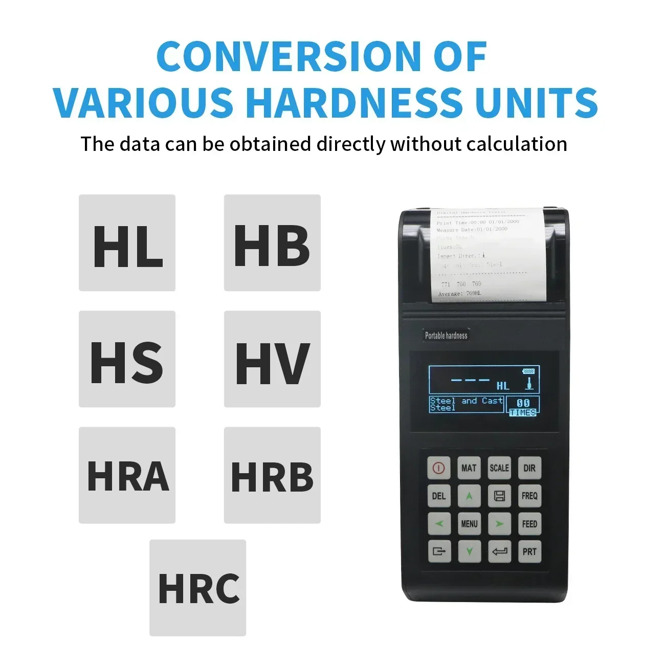 Portable Digital Leeb Hardness Tester With Printer Tester For Metal Materials Durometer Tester Meter SL-160