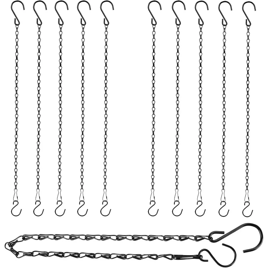 

Chain for Hanging Plants 20 Inch Black Small Plant Chains for Hanging Baskets Kits with Hooks for Bird Feeders Planters Billboa