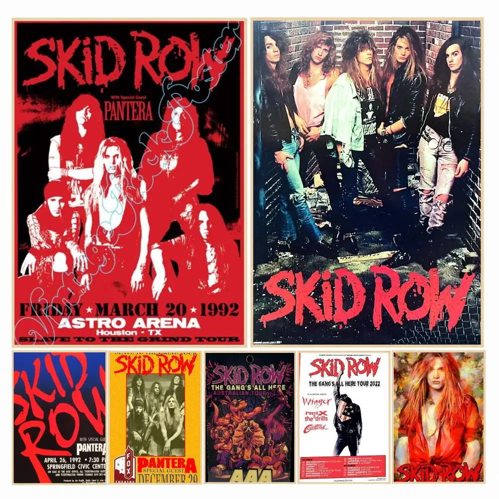 band S-Skid Row-W Poster Decorative Wall Art Sticker for Cafe Office Bedroom and Living Room