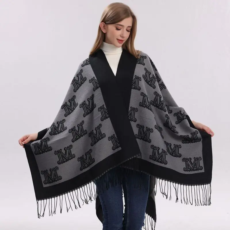 New women’s scarf, versatile winter, double-sided, thickened for warmth, can be worn as a shawl or cape