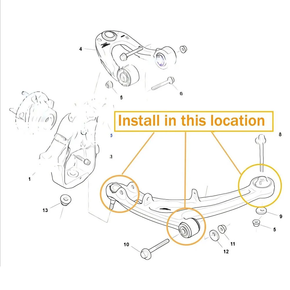 6PCS Front Lower Control Arm Ball Joints Bushing Kit For Aston Martin DB9 DBS RAPIDE V8 Vantage V12 Vantage Virage 4G433A052BE