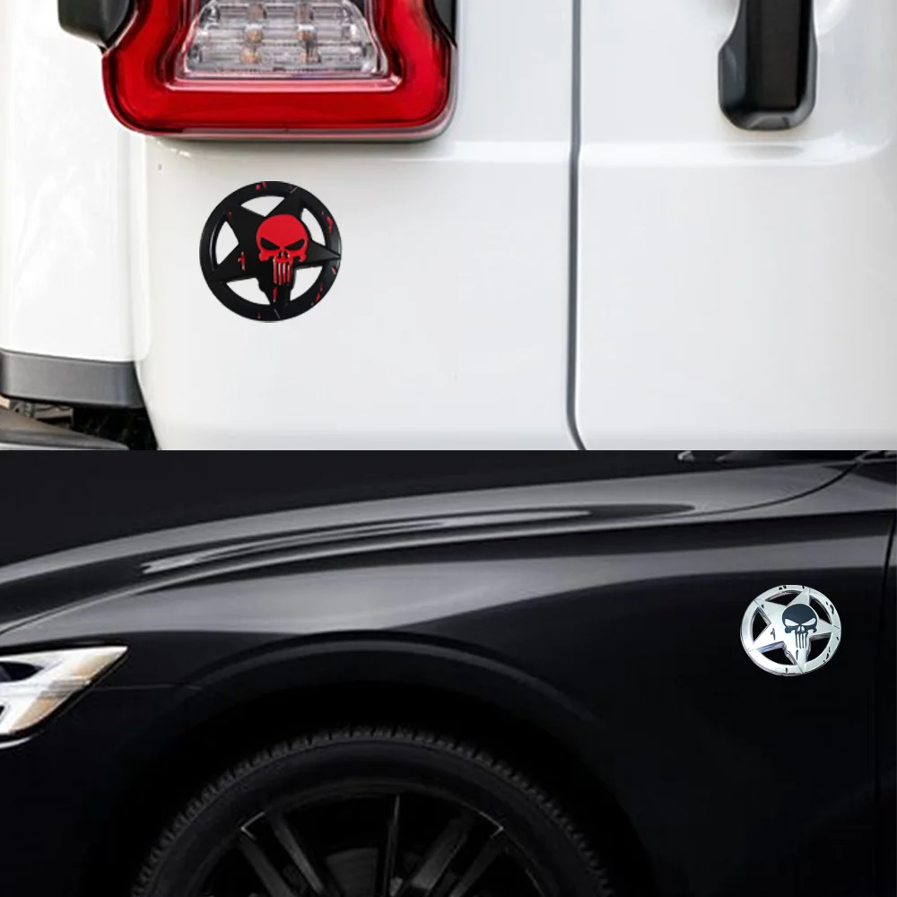 Pegatinas Metálicas 3D con Forma de Calavera para Autos, Aplicables al Maletero, Puertas, Parachoques, Ventana Trasera y