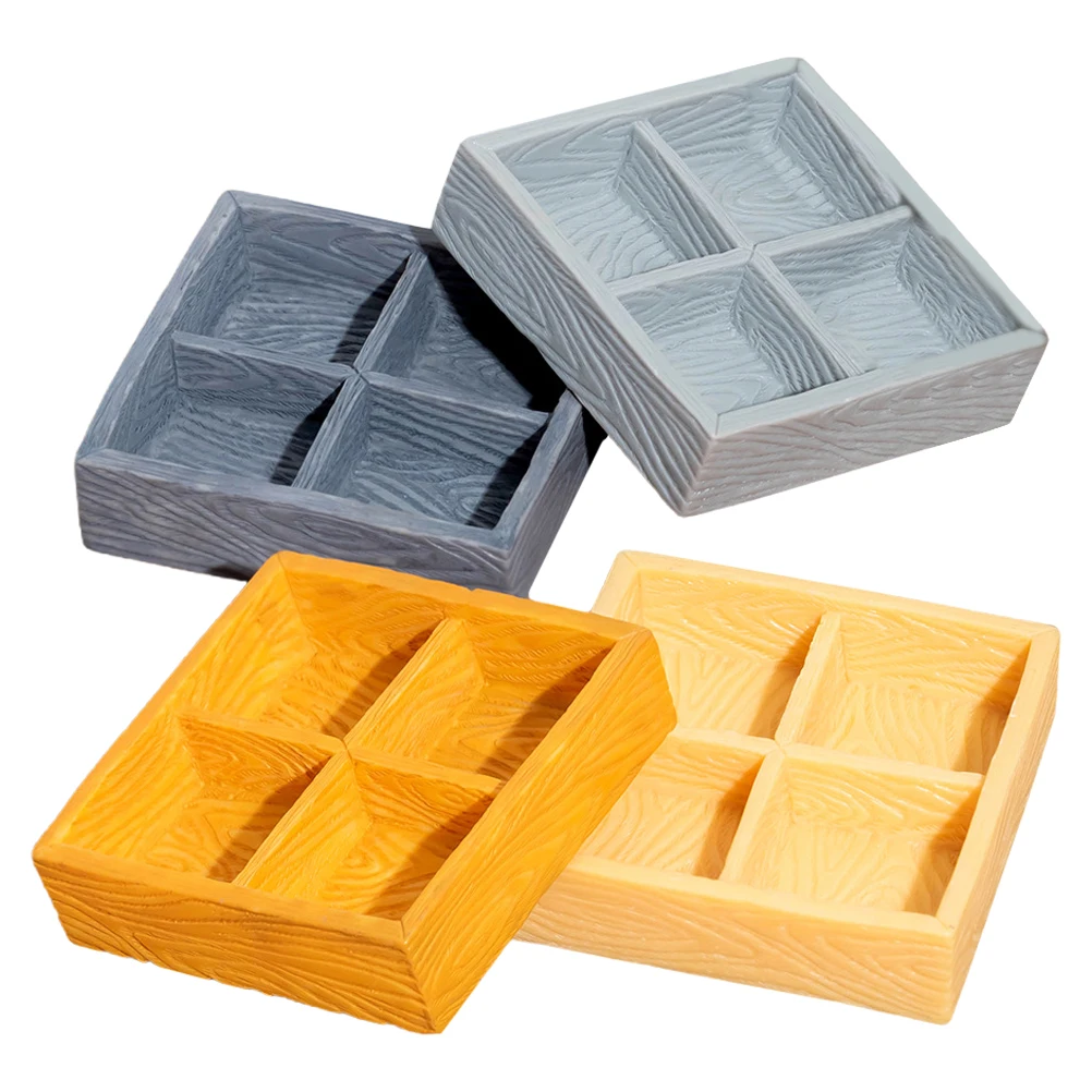 4-teilige Mini-Aufbewahrungsbox aus Kunstharz mit Microlandscape-Dekor und realistischem Vier-Gitter-Layout für die Präsentation kleiner Gegenstände, kreatives Puppenhaus