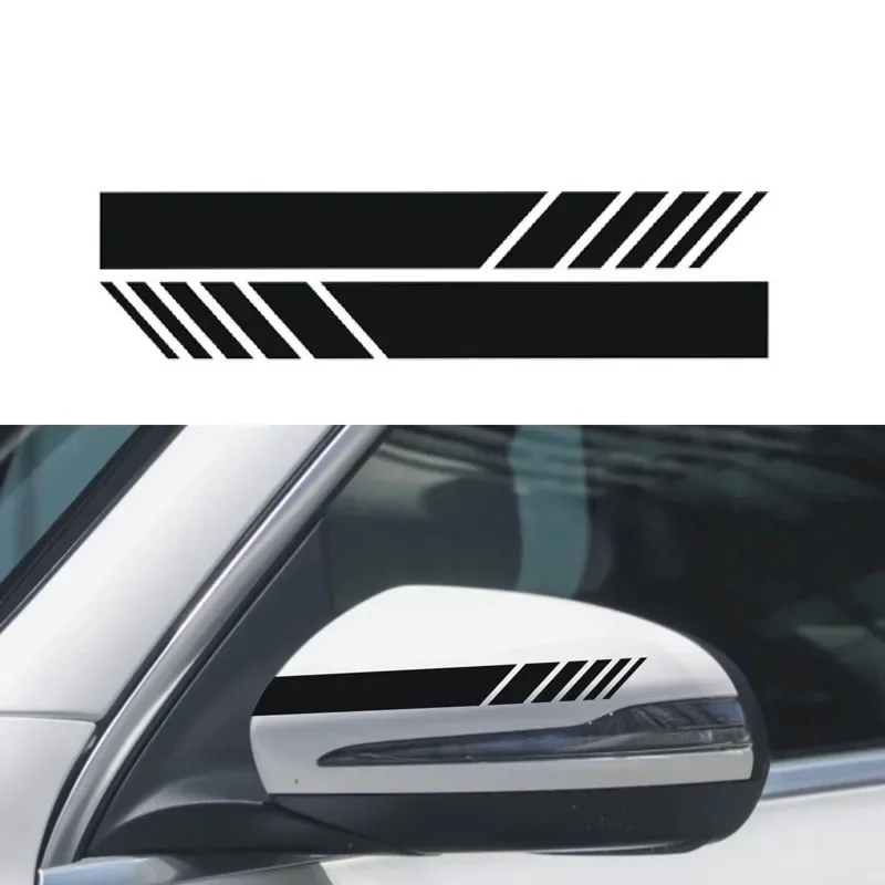 

1set Car Sticker Fashion Black Stripe Car Sticker Racing Strips Side Rear View Mirror Decor Decal Car Universal