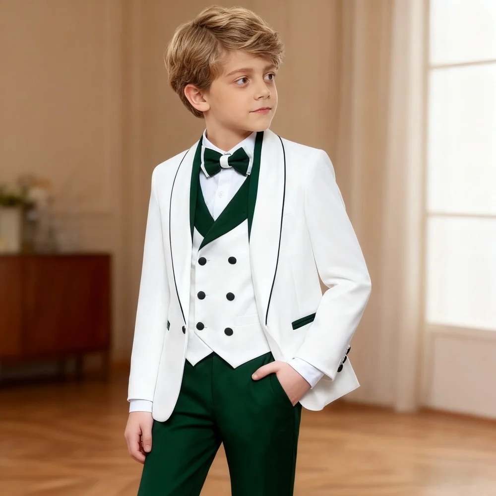 

Formal Children Jacket Vest Pants Bowtie 4PS New Year Party Dress Kids Evening Ceremony Photograph Suit Boys Performance Suit