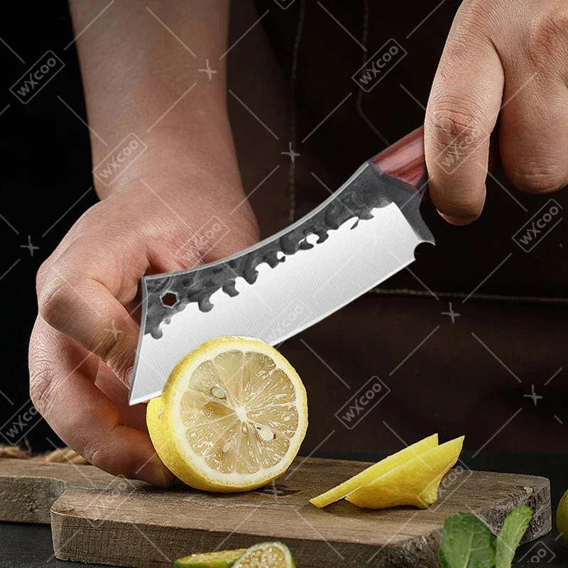 WXCOO Stainless Steel Kitchen Scissor Boning Knife Hand-forged Meat Cleaver Knife Professional BBQ Knife with Cover