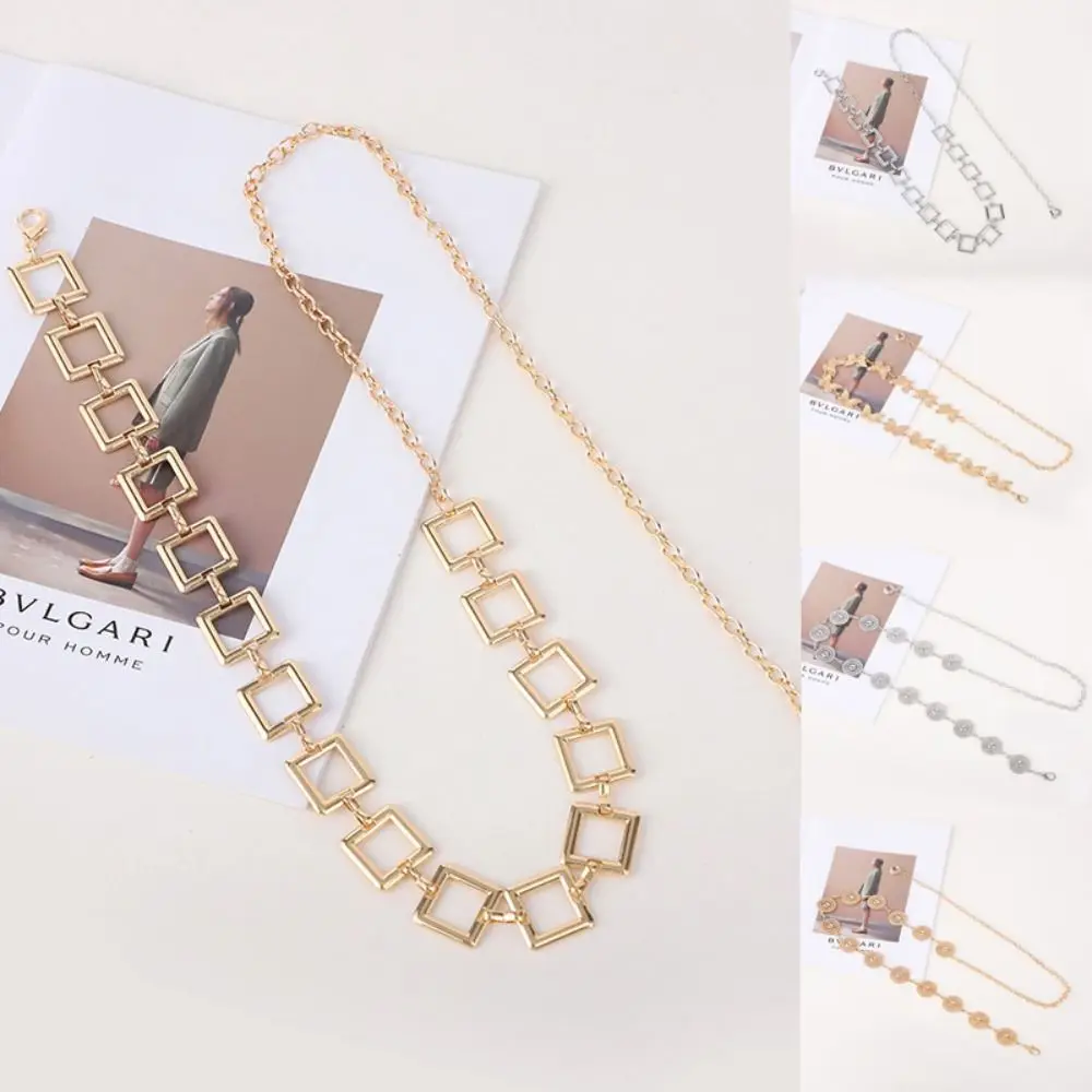 Butterfly Waist Chain Versatile Block Metal Belt Decoration Gold Sliver Color Thin Belt Waistband Dress Skirt