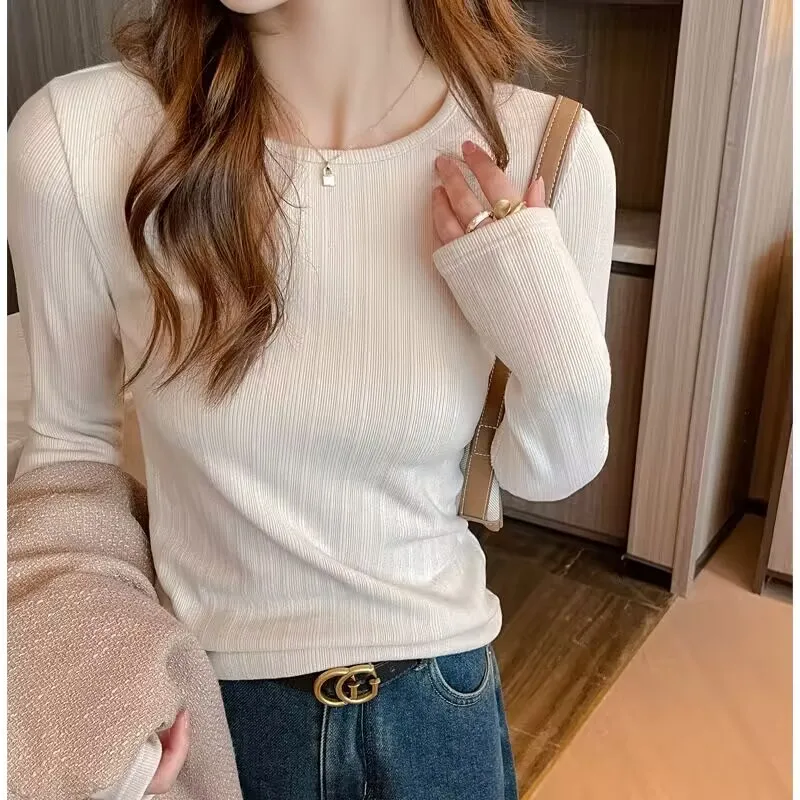 new delivery autumn spring women top T shirt solid young girl students S-3XL clothes lady Bottom underwear adolescent simple