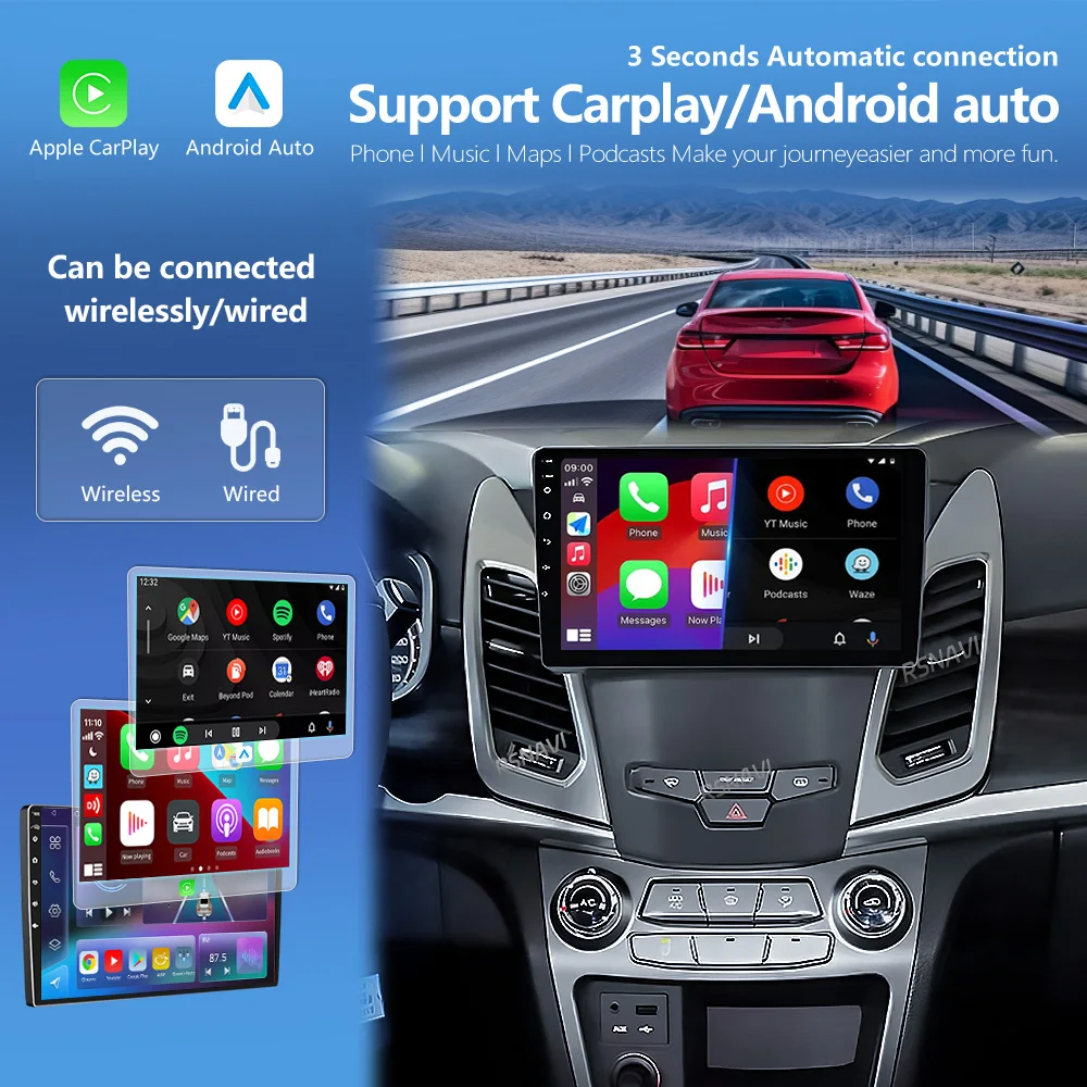 Android 16 Carplay Car Multimedia Radio For SsangYong Korando 3 Actyon 2 2013 - 2017 Head Unit BT GPS Video DVD Autoradio Stereo