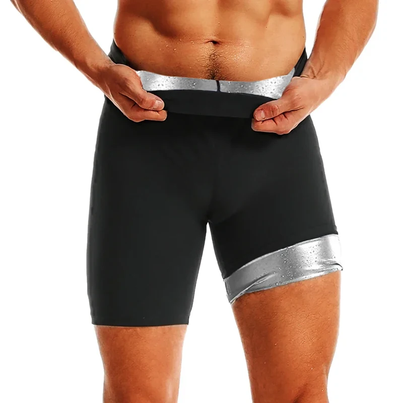 Pantalones cortos de sudoración para hombre, moldeador de cuerpo para quemar grasa, entrenador de cintura alta, ropa moldeadora adelgazante,