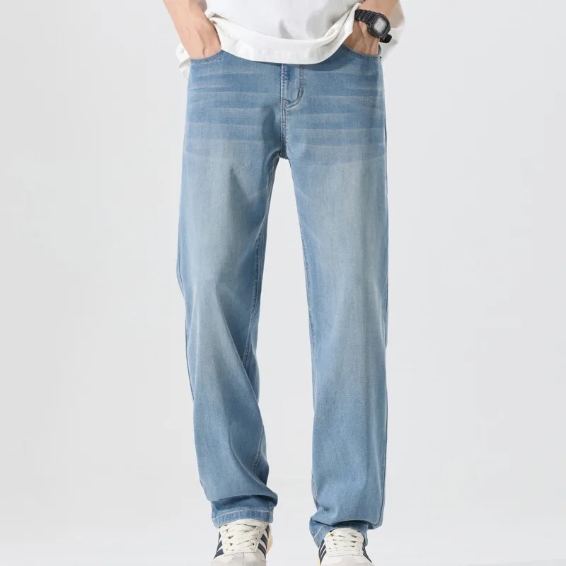 

2025 Spring and Summer New Fashionable Versatile Lyocell Jeans Trendy Brand Loose Drop American High Street Straight Leggings