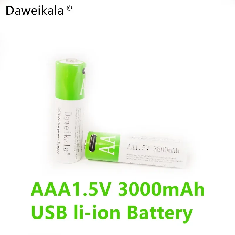 New2024 akumulator USB AAA 1.5V 3000 MAh akumulator litowo-jonowy do zdalnego sterowania zabawka MouseElectric + kabel typu C