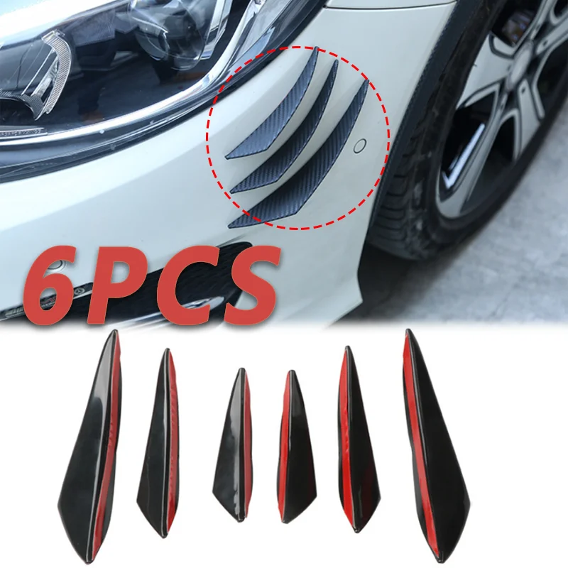 

6PCS Universal Rubber Car Front Bumper Lip Protector Rear Diffuser Carbon Fiber Spoiler Splitter Wing Protection Guard Stickers