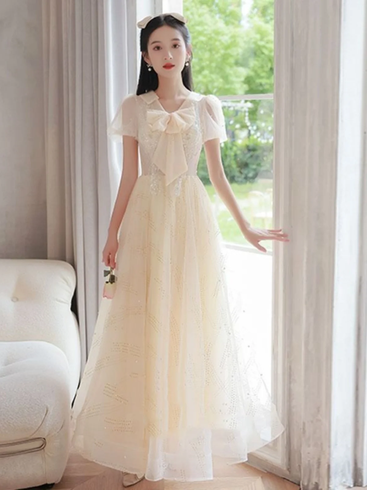 

18 Year Old Girl Graduation Ball Gown Skirt Dress Korean Style Zipper Waist High Waist Puffy Skirt Long Dress for Party Wedding