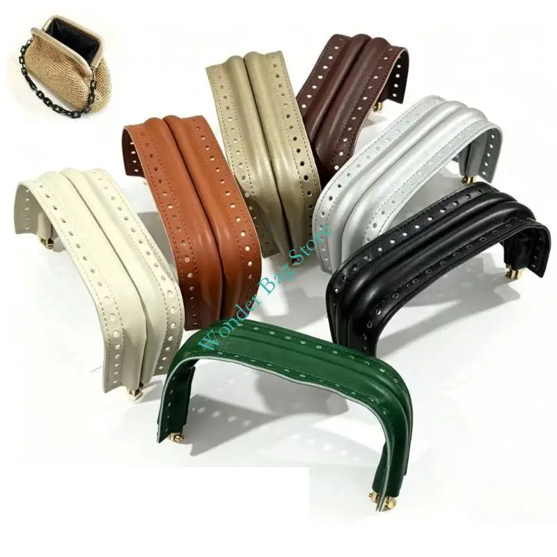 PU Leather Purse Frame Clasp for DIY Bag Making, Arched Bag Opening Frame with Sewing Slots for Craft Projects