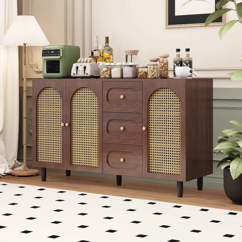 

luxury Dresser Storage locker Rattan oriental Wooden chest of drawers Storage locker komoda modern living room furniture