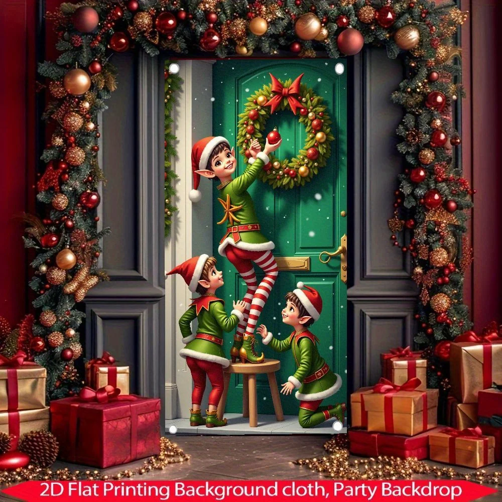2D-Flugzeug, 1. Weihnachts-Elf-Familiendekoration, Kranzbanner – Geschenk für Elfen-Türszene, Party-Dekoration