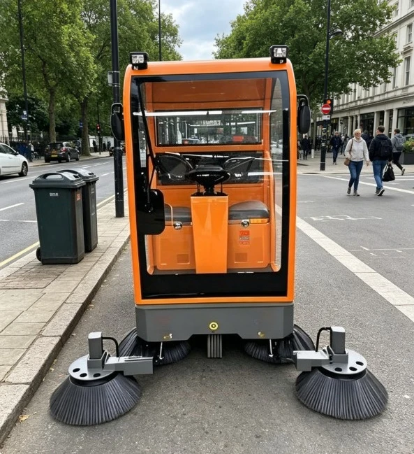 Electric Road Sweeper Wide Sweeping Width Site Cleaning Machine For Logistics Distribution Park Yard Sand Gravel Clearing Works