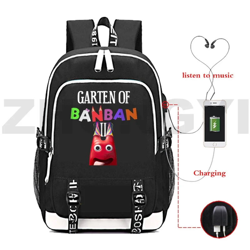 Hot Game Garten of BanBan 2 USB Charging Backpacks High Quality Anti-theft Laptop Bag Student Canvas School Bags Travel Mochila