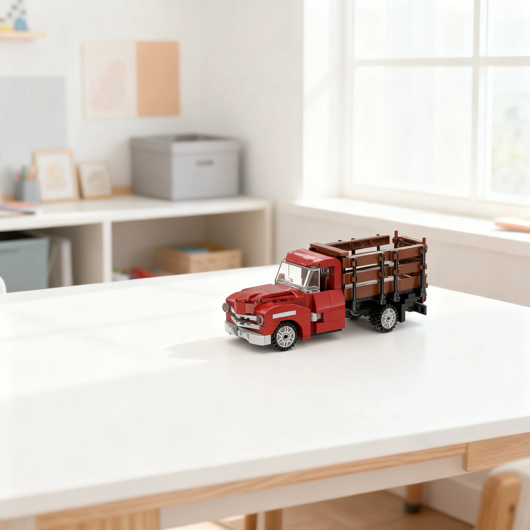 380pcs-moc-cars-vintage-pickup-truck-stake-rack-model-building-blocks-idea-craft-art-collection-display-education-brick-birthday