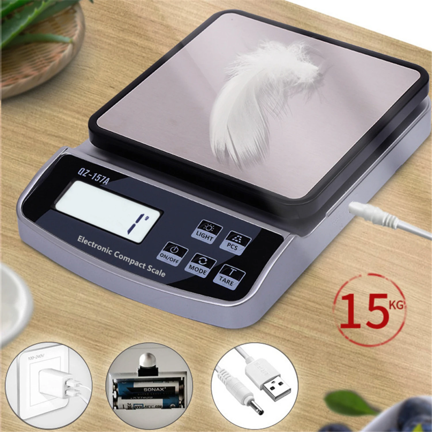 10KG/5KG/3KG Electronic Scale USB Charge Precision Kitchen Balance Food Scale Household Coffee Scale Smart Digital Baking Scale