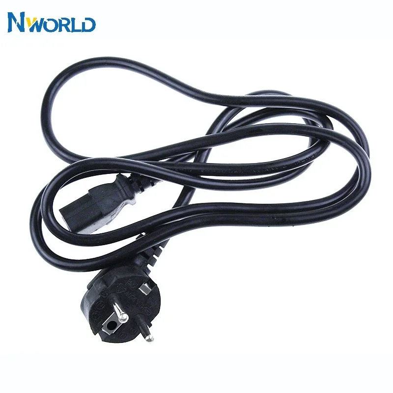 1.5 Meters 5 Feet EU Two‑pin Round Plug IEC C13 Kettle Power Cord AC Connection Cable for PC Computer Monitor Case Hardware