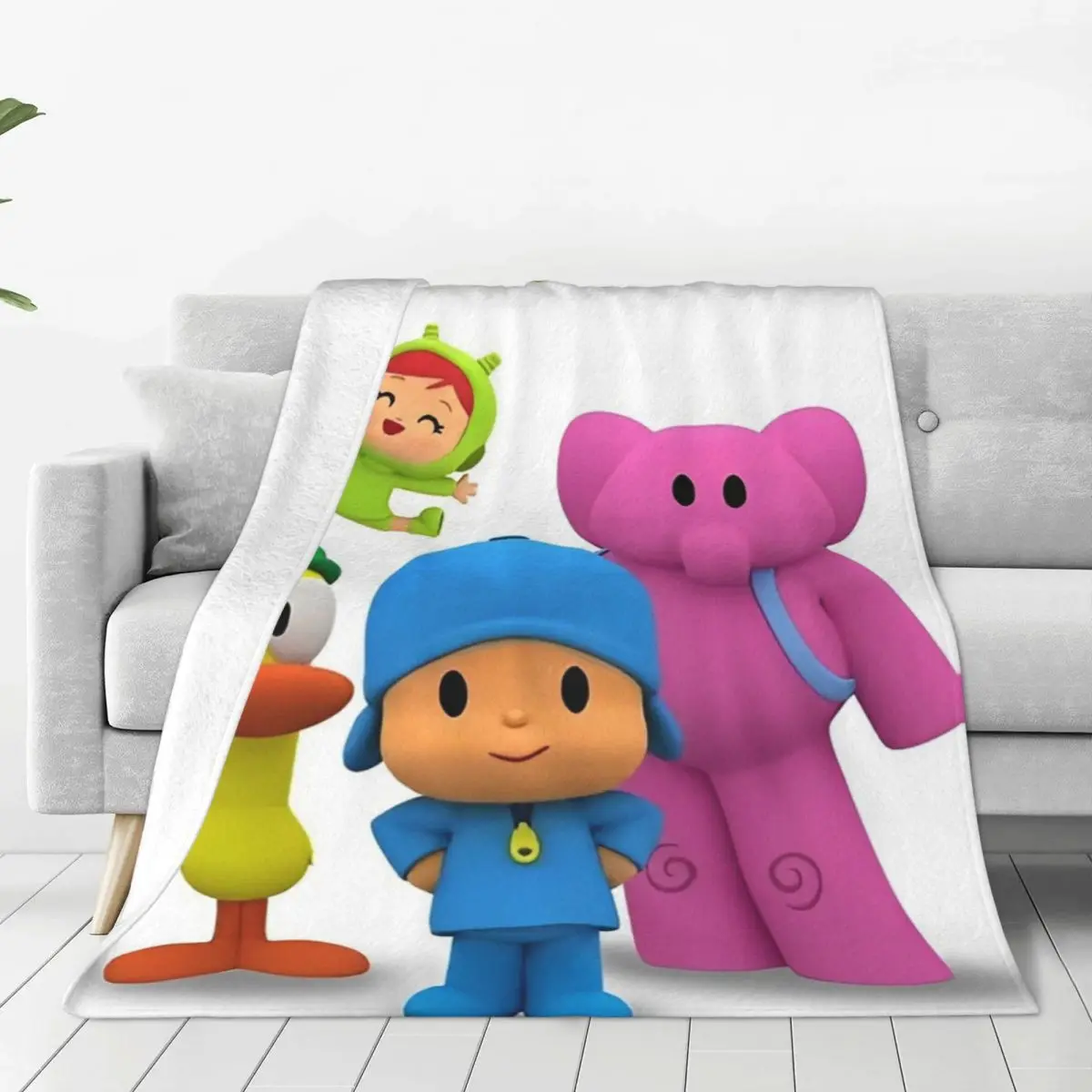 P-POCOYO Elly Pato Fred Loula Sleepy Bird Blanket Cartoon Flannel Throw Blanket Bedding Couch Decoration Ultra-Soft Bedspread