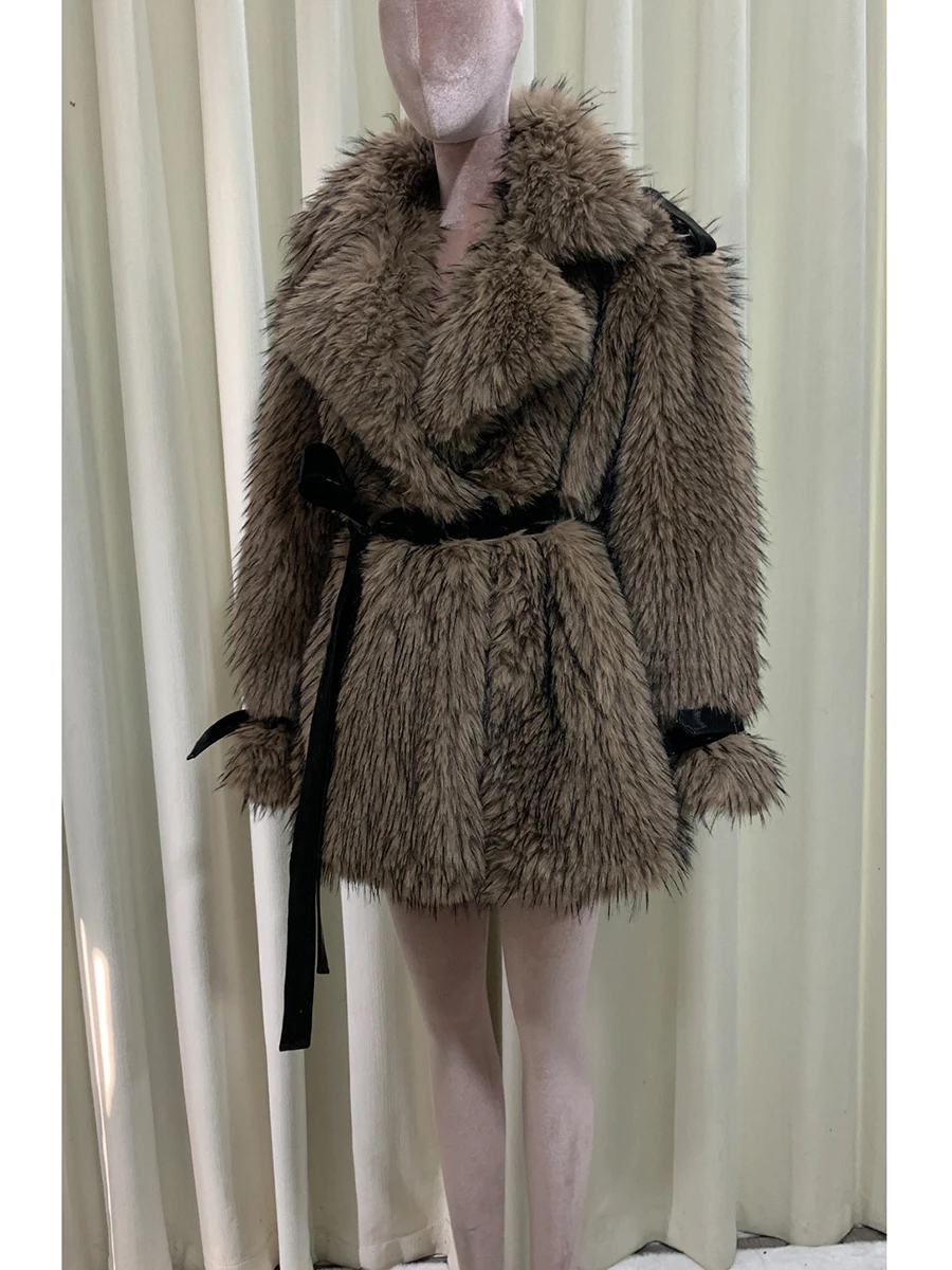 الخريف الشتاء المتضخم شعر أشعث سميكة الدافئة لينة فو الثعلب معطف الفرو النساء الفاخرة مصمم الملابس موضة رقيق سترة 2025 #1