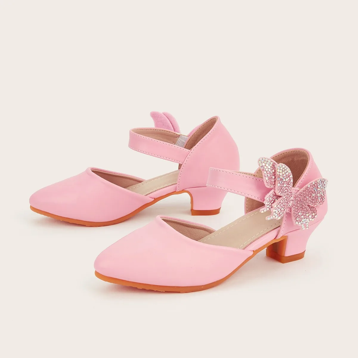 Girls Rhinestone Bowknot Peep Toe Heel Sandals 2026 Kids Princess Dress Heels Strappy Evening Shoes Wedding Party Pageant Girls