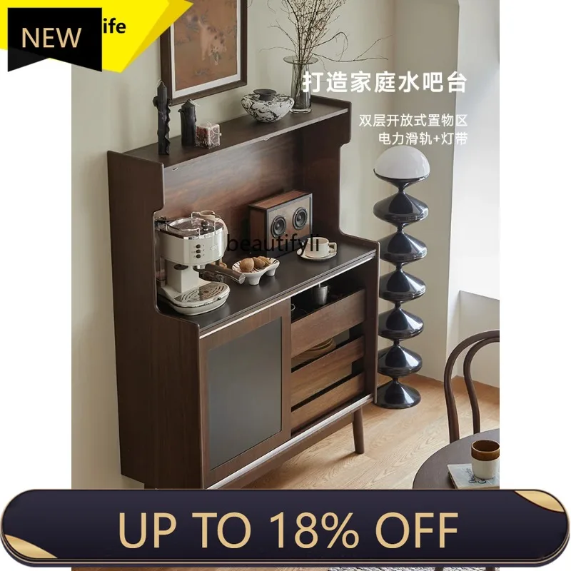 

P178 Vintage Solid Wood Rock Board Sideboard American Style Entrance Cabinet Small Apartment Living Room Light Luxury Storage Ca