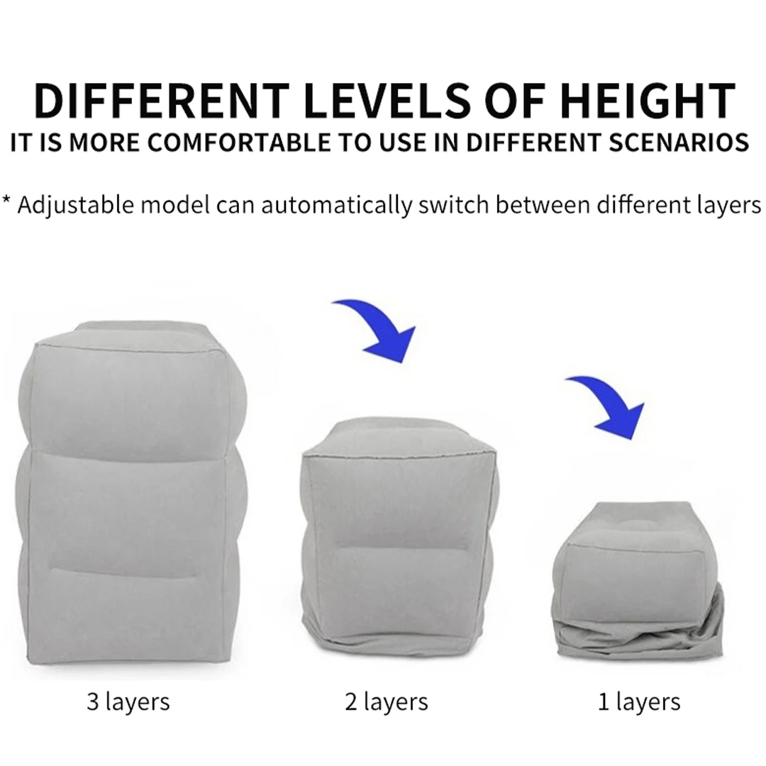 Inflatable Foot Rest Pillow For Travel Portable Adjustable Three Layers Height Stool For Foot Rest Leg Cushion Pillow