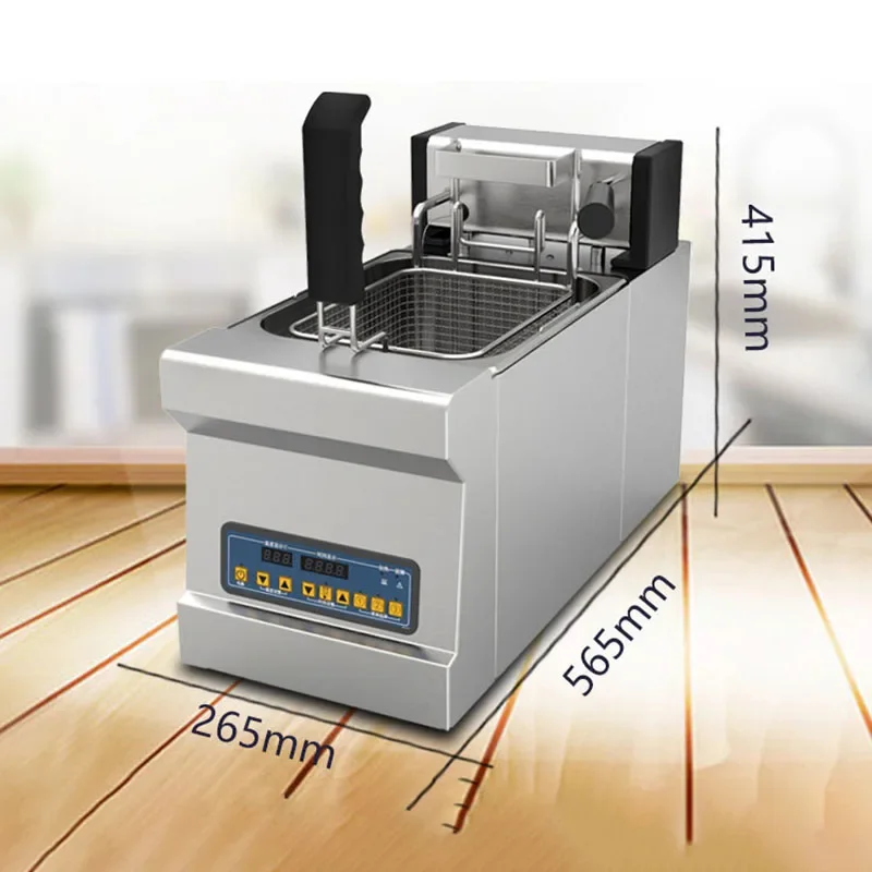 8L مقلاة كهربائية 3000 واط مقلاة كهربائية عميقة اسطوانة واحدة المقلاة المقلية الدجاج المقلي درجة حرارة ثابتة المقلاة