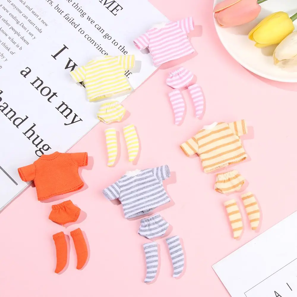 1/12 BJD Doll Clothes Suits OB11 Doll T-shirt 1/11 Doll Panties Fashion Doll Cotton Socks DIY Doll Clothes Dolls Accessories