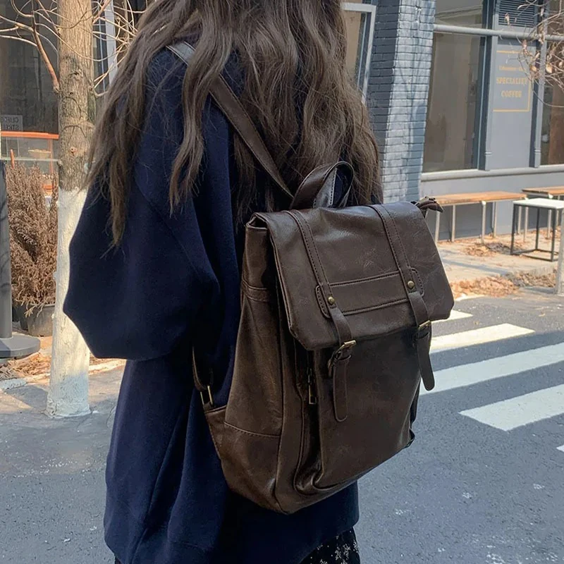 

Винтажный женский рюкзак большой емкости из искусственной кожи, школьная сумка в консервативном стиле, рюкзак Mochila, женская сумка на плечо