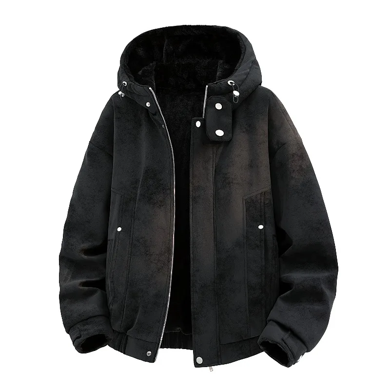 Double-sided Hooded Warm Men Parkas Winter Solid Color Thicken Cotton Coats Casual Comfortable Male Clothes Fashion New Style