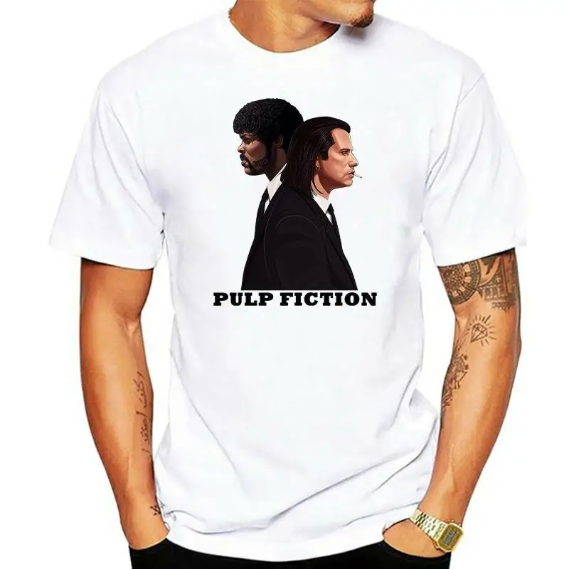 Pulp Fiction V6,John Travolta,Samuel L. J ,movie poster, T-Shirt Casual Plus T-Shirts Tees Streetwear