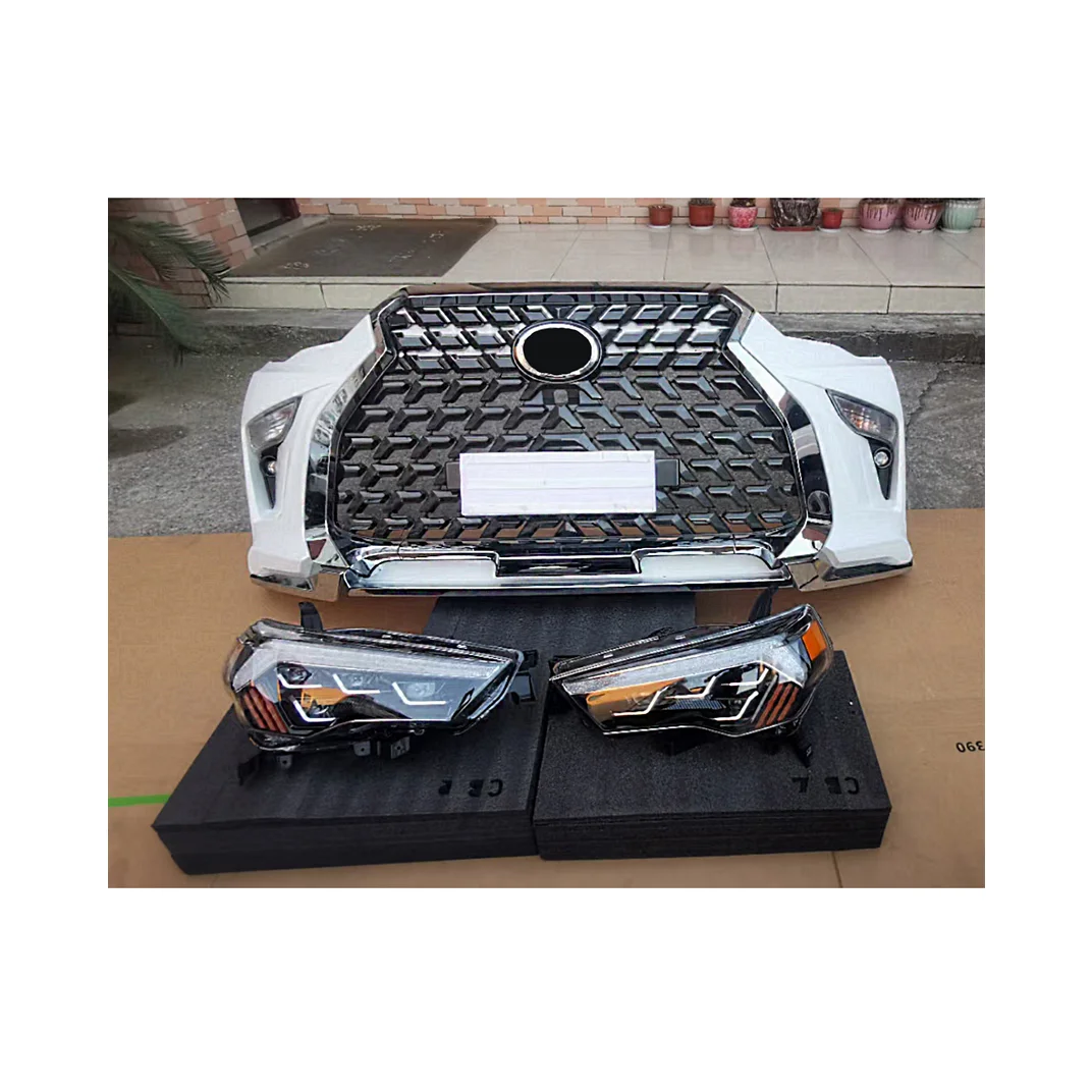 

pp Material Wide Front Bumper Assembly with Grille Car Body Kit for TOYOTA 4 Runner 2010-2021 Upgrade to LEXUS Style
