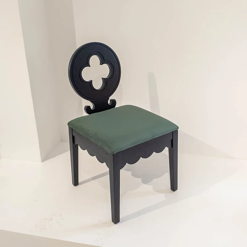 # Black White Patterned Adjustable Height Dining Chair Unique Clover Cutout Design for Home Bar Office Hotel