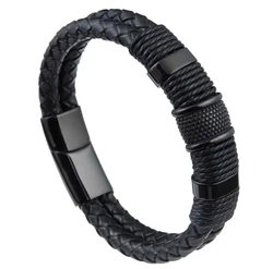 Retro Men'S Magnetic Buckle Bracelet For Man PU Woven Leather Bracelet Couple Bangle Women Punk Party Jewelry Gift