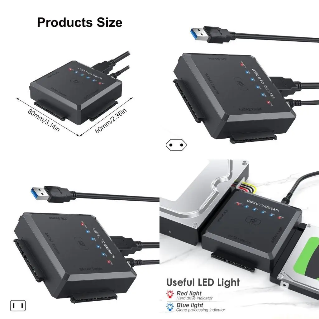 

Переходник USB на IDE для передачи данных на жесткие диски SSD 2,5 дюйма и 3,5 дюйма