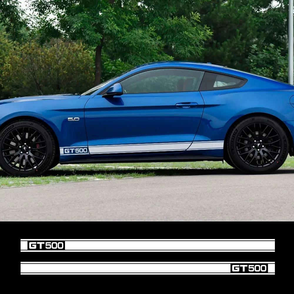 

2PCS Car Door Side Skirt Long Stripe Stickers For foRd musTang sheLby gt500 Vinyl Decals Graphic Tuning Auto Accessories Sticker