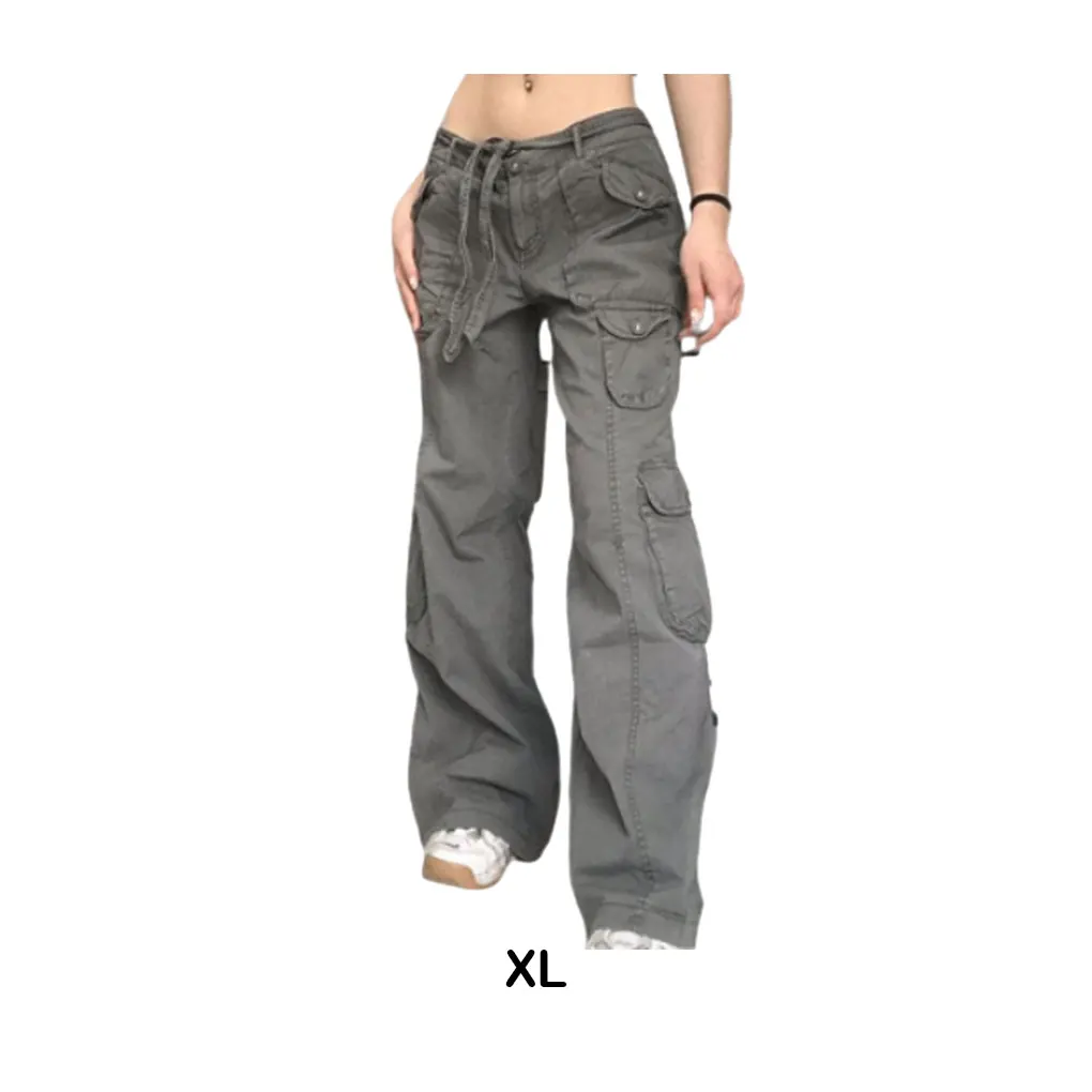 Lockere Vintage-Schlaghose, weit, anwendbar, angenehm zu tragen, geeignete Größe, Damenjeans, grau, grün, XL