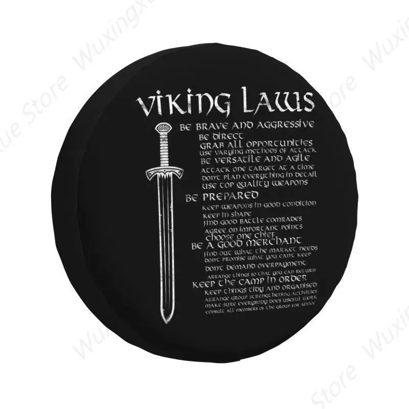 Viking Laws Scandinavian Warrior Sword Distressed Spare Wheel Cover for Mitsubishi Pajero 4x4 RV Valhalla Odin Tire Protector