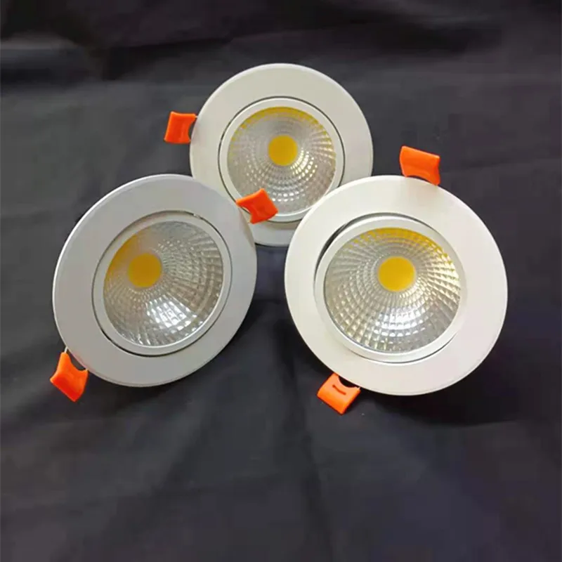 High Brightness Dimmable 3W 5W 7W LED downlight cob Aluminum spot light white shell AC110 - 220V Warm / Cool White